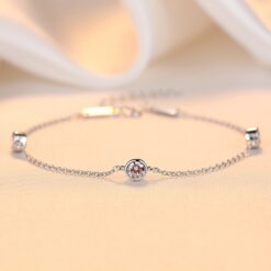 Wholesale Fashion Women Shiny CZ Crystal Real 925 Sterling Silver Bracelet 3
