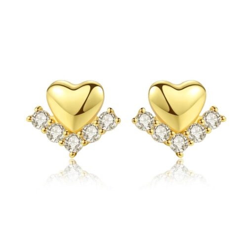 Wholesale Heart Zirconia Womens Earrings 925 Sterling