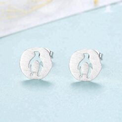 Wholesale Hollow Penguin Animal Solid 925 Silver Earring 4