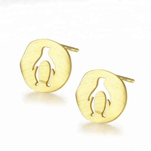 Wholesale Hollow Penguin Animal Solid 925 Silver Earring