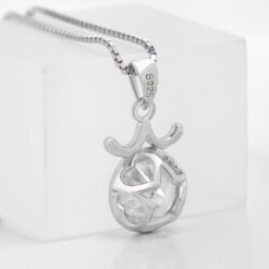 Wholesale Libra Lucky 925 sterling silver rhodium plated necklace 2