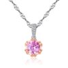 Wholesale Pink Cubic Zirconia Flower Necklace Silver
