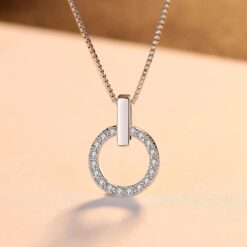 Wholesale Round Shaped Micro Paved Pendant Necklace 2