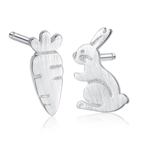 Wholesale S925 Silver Earrings Cute Rabbit Carrot
