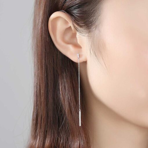 Wholesale S925 Sterling Silver Symmetrical Long Earring 2