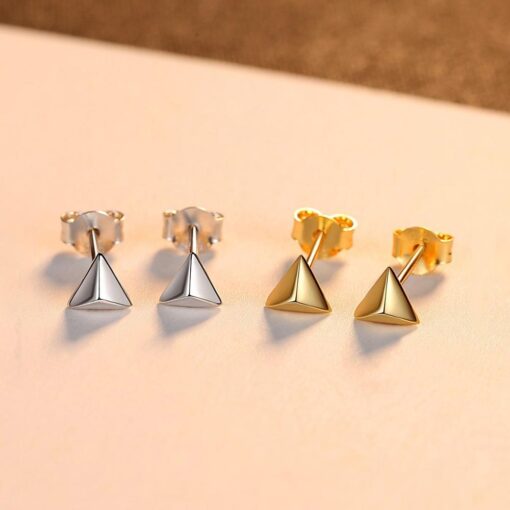 Wholesale Silver Earrings Minimal Triangular Pyramid 3