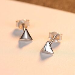 Wholesale Silver Earrings Minimal Triangular Pyramid 5