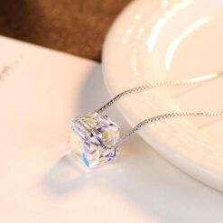 Wholesale Simple Cube Australia Crystal Pendant Necklace 5