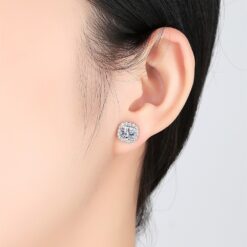 Wholesale Top Sparkle 1 2CT Round AAA Zirconia Earrings 1