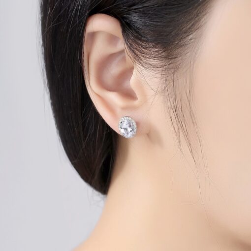 Wholesale Women Jewelry Cheap Zirconia 925 Sterling Silver Stud Earrings 2