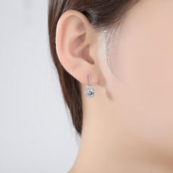 Wholesale Zircon Real Silver Drop Long Earrings 2