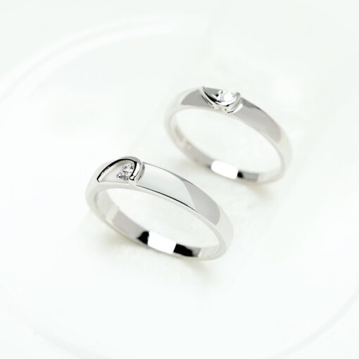 Wholesale love heart shape silver engagement rings set 1
