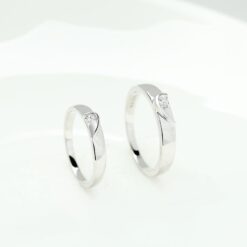 Wholesale love heart shape silver engagement rings set 2