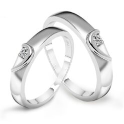 Wholesale love heart shape silver engagement rings set