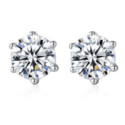 Wholesale luxury 5mm 1 carat 925 sterling silver stud earrings