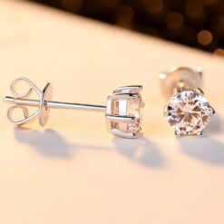 Wholesale luxury 5mm 1 carat 925 sterling silver stud earrings 4