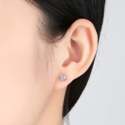 Wholesale luxury 5mm 1 carat 925 sterling silver stud earrings 5