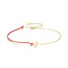 14K Gold Chain Bracelet with Red String for Women