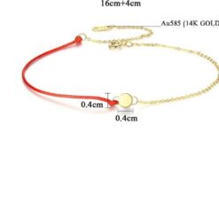 14K Gold Chain Bracelet with Red String for Women 5