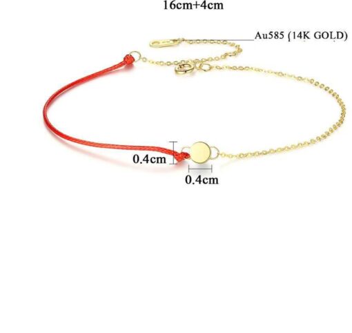 14K Gold Chain Bracelet with Red String for Women 5