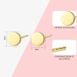14K Gold Circle Shape Simple Stud Earrings Gift for Women 1