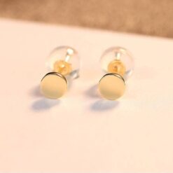 14K Gold Circle Shape Simple Stud Earrings Gift for Women 3