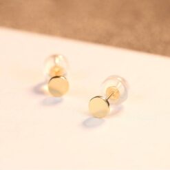 14K Gold Circle Shape Simple Stud Earrings Gift for Women 4