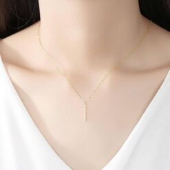 14K Gold Classic Bar Pendant Necklace USA Style Jewelry 2