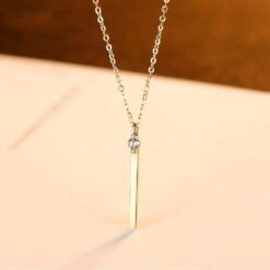 14K Gold Classic Bar Pendant Necklace USA Style Jewelry 4