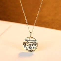 14K Gold Disk Hammered Personalized Pendant Necklace 3