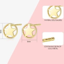 14K Gold Earrings Hollow Star Design Women Jewelry Wholesale 1