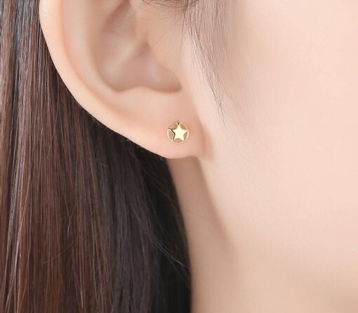 14K Gold Earrings Hollow Star Design Women Jewelry Wholesale 2