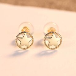 14K Gold Earrings Hollow Star Design Women Jewelry Wholesale 3