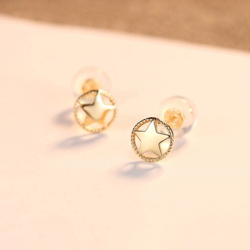 14K Gold Earrings Hollow Star Design Women Jewelry Wholesale 4