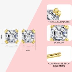 14K Gold Earrings with Cubic Zircon for Girls 1