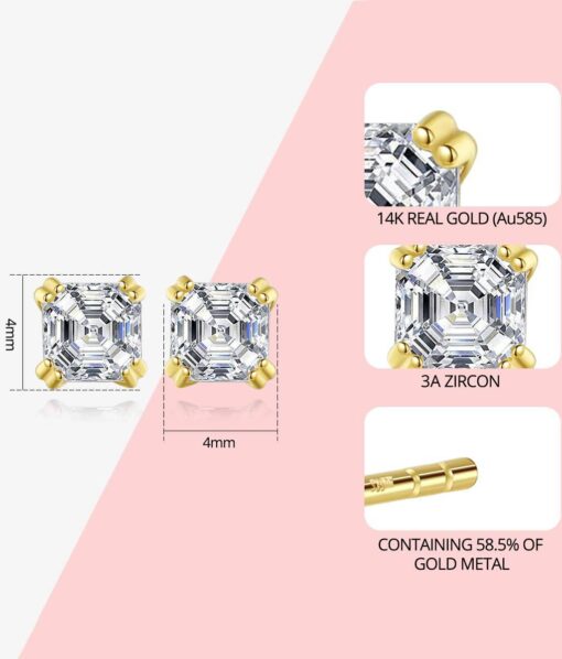 14K Gold Earrings with Cubic Zircon for Girls 1