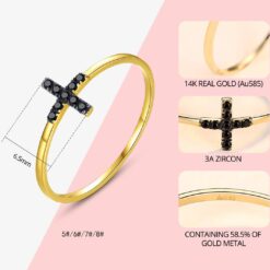 14K Gold Emerald Ring Wedding Rhinestone Cross Engagement Rings 1