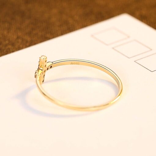 14K Gold Emerald Ring Wedding Rhinestone Cross Engagement Rings 4