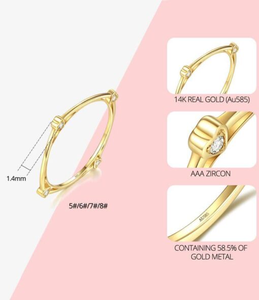 14K Gold Luxury Heart Shape Love Ring AAA Zircon Wholesale 1