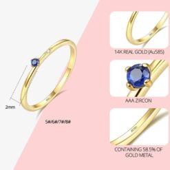 14K Gold Rings with Luxury Blue and White AAA Cubic Zircon 1