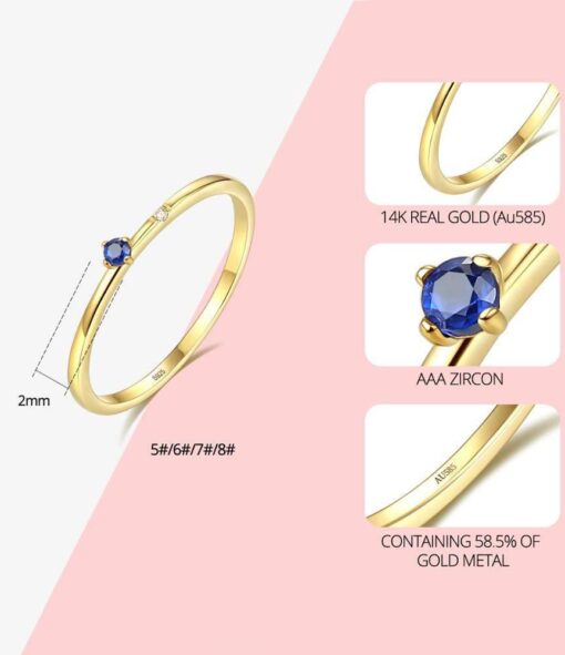 14K Gold Rings with Luxury Blue and White AAA Cubic Zircon 1