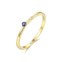 14K Gold Rings with Luxury Blue and White AAA Cubic Zircon