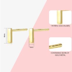 14K Gold Simple Design Stud Earrings for Women 1