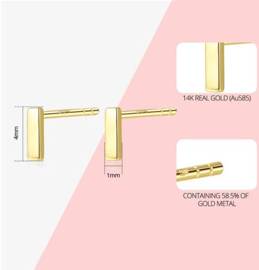 14K Gold Simple Design Stud Earrings for Women 1