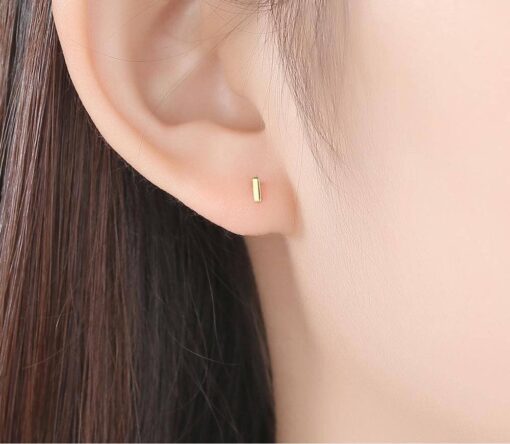 14K Gold Simple Design Stud Earrings for Women 2
