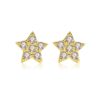 14K Gold Star Earrings with Zircon Crystal Fine Jewelry