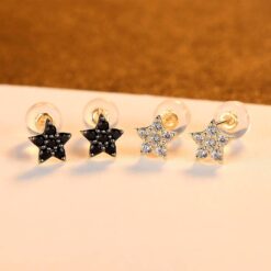 14K Gold Star Earrings with Zircon Crystal Fine Jewelry 3