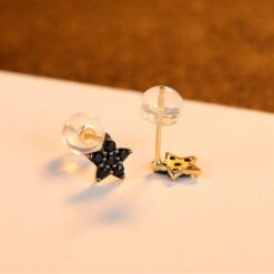 14K Gold Star Earrings with Zircon Crystal Fine Jewelry 4