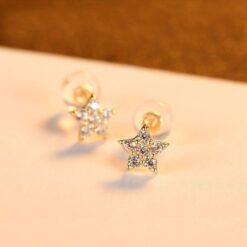 14K Gold Star Earrings with Zircon Crystal Fine Jewelry 5