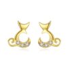 14K Solid Gold Cute Cat Earrings for Girls 4